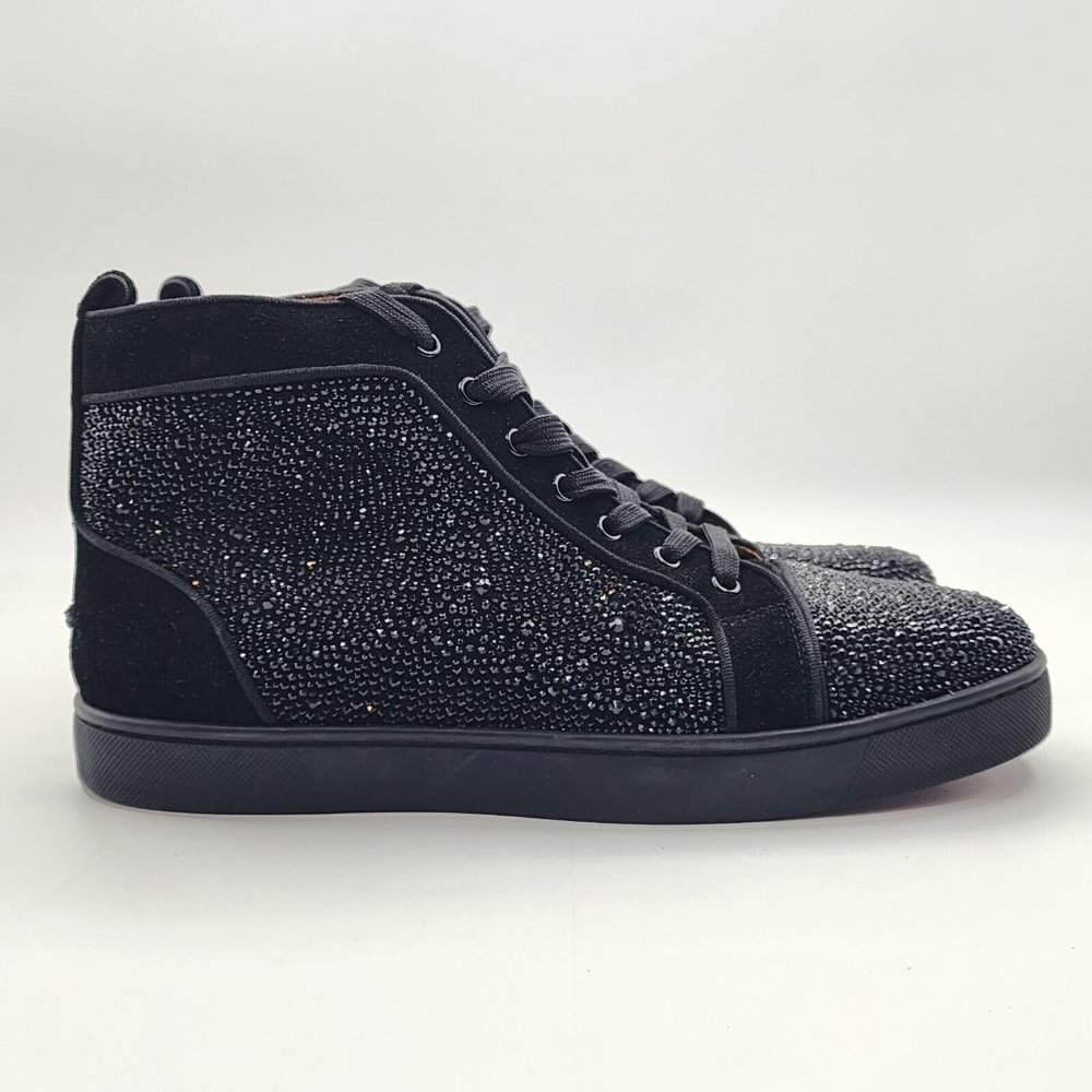 Christian Louboutin Louis Strass Swarovski High Top Sneakers Blk Men US 10/EU 43 - Picture 4 of 16